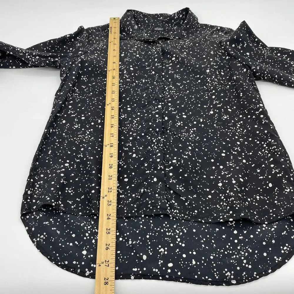 Sunday Best Black and White Splatter Button-Up Blouse